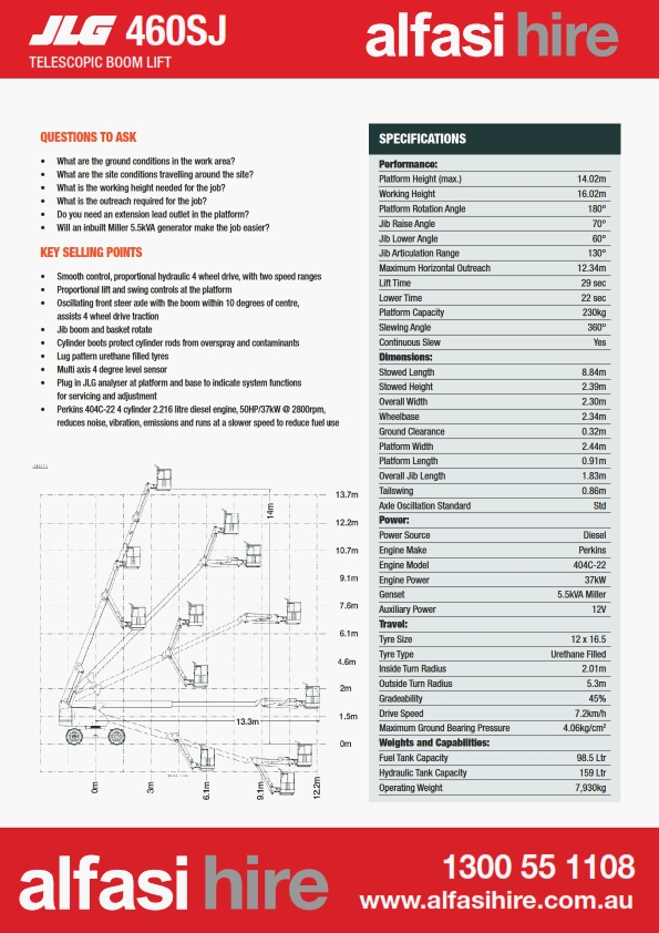 46 Diesel Straight Boom Specification