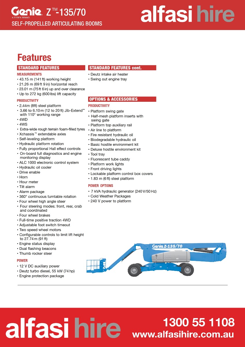 Boom Diesel Genie Z-135-70_Features