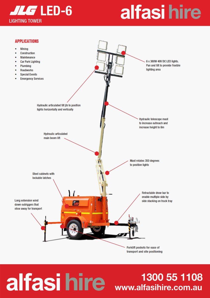 6 HEAD LED LIGHT TOWER Features