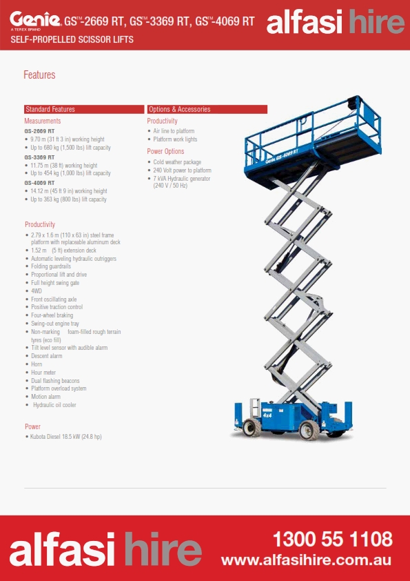 40 Diesel Rough Terrain Scissor Lift Features