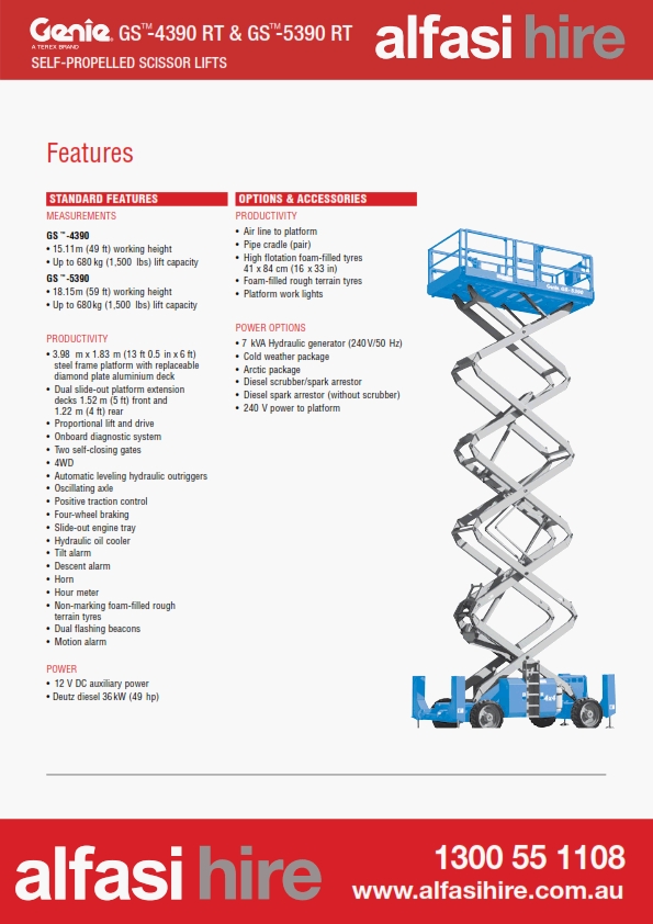 43 Diesel Rough Terrain Scissor Lift Features