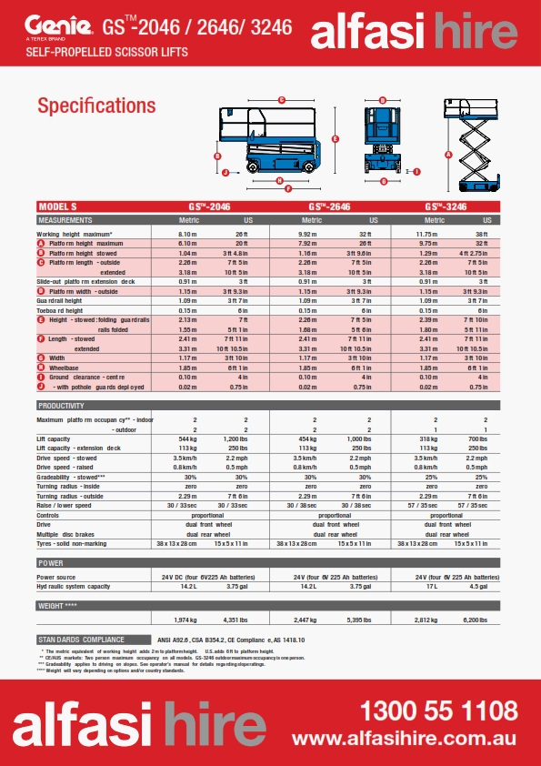 26 Electric Sissor Lift Specification